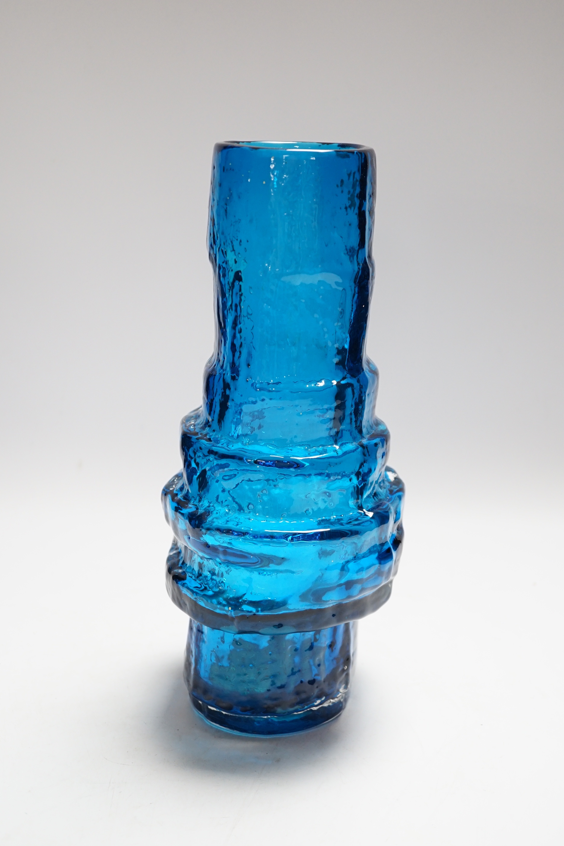 A Whitefriars ‘Hoop’ vase in kingfisher blue, 27cm high